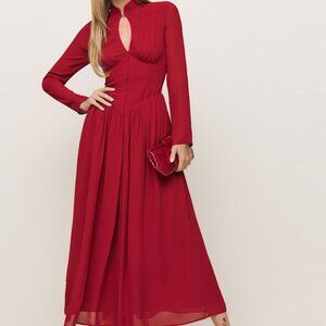 Reformation Georgianna Dress Red - Size 0